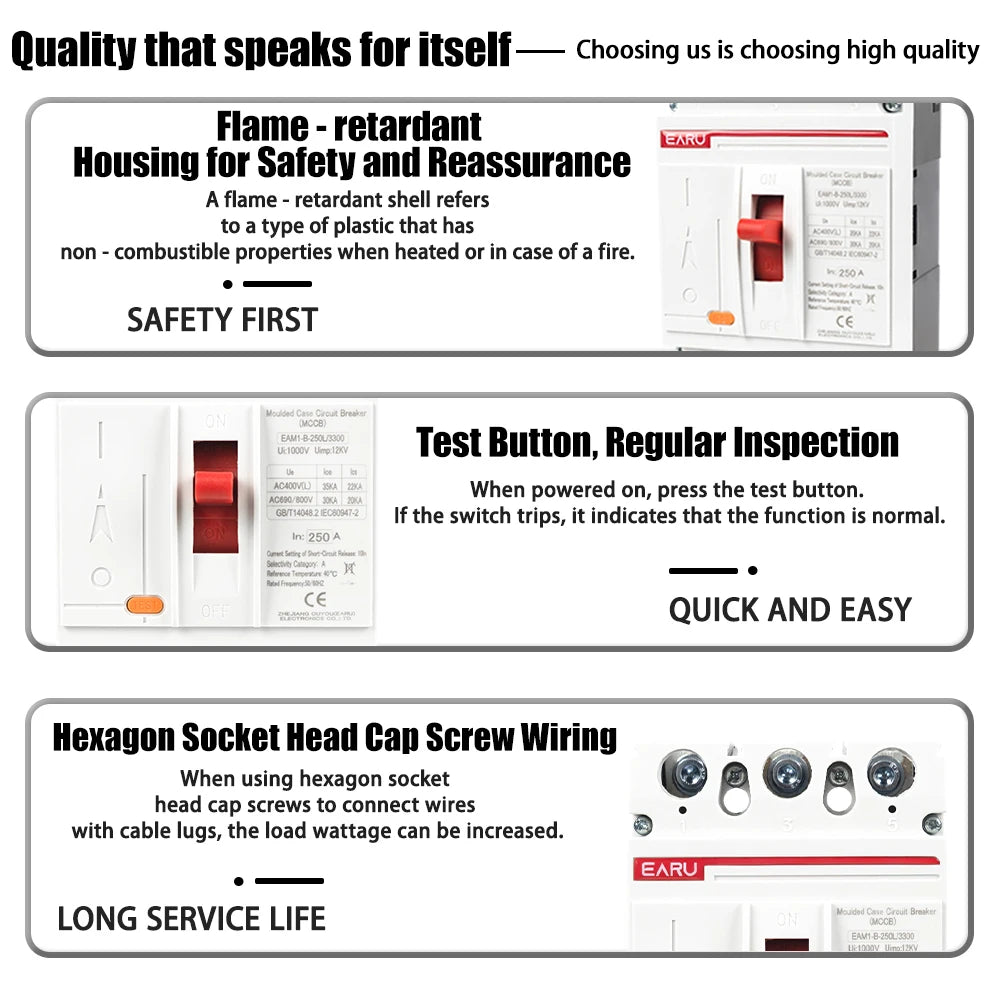 3P 4P AC 400V 100A-250A MCCB Solar Moulded Case Circuit Breaker Overload Protection Switch Protector for Solar PV Photovoltaic