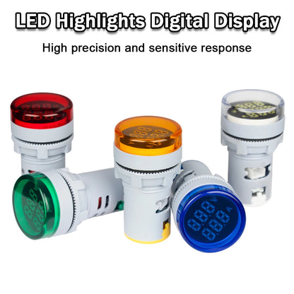 22MM Round LED Mini Digital Voltmeter Ammeter Meter AC 20-500V 0-100A Signal Lights Voltage Current Combo Meter Indicator Tester