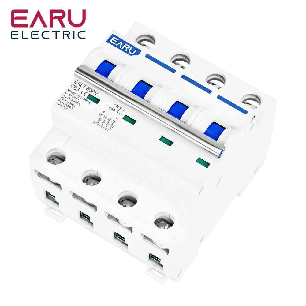 1P 2P 3P 4P DC 1000V AC 240V 400V MCB Solar PV Circuit Breaker Overload Protection Short Circuit Protection Switch Photovoltaic