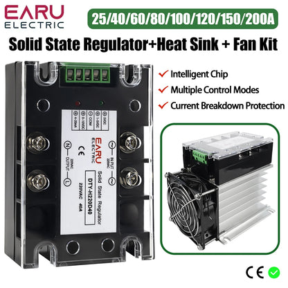AC 220V Single Phase Full Isolation Voltage Regulator Module 25A-200A With Heat Sink Fan Kit - SMT DCB High Precision Industrial