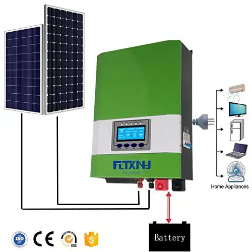 FLTXNY POWER High Efficiency 24V 2000W Off Grid Solar Pure Sine Wave Inverter Peak Power 5000W with MPPT Charge Controller