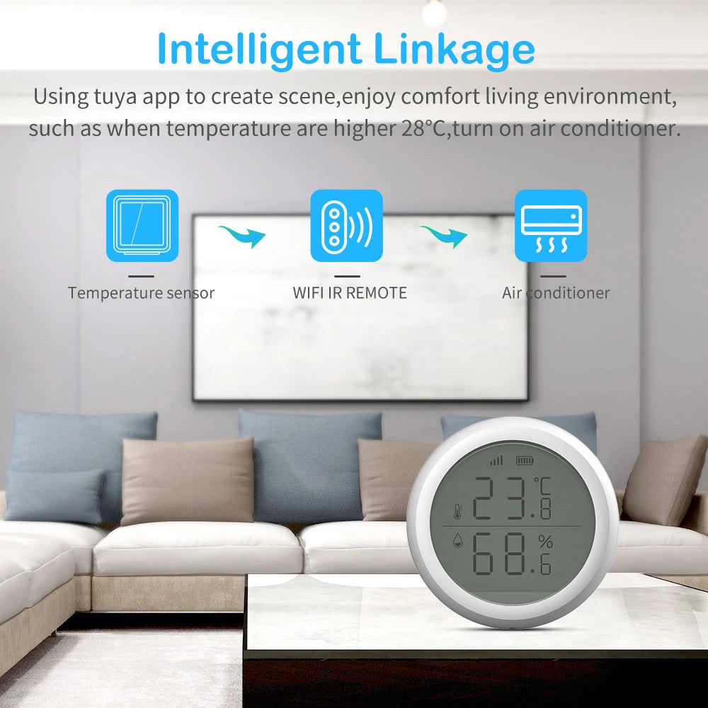 Tuya Smart Home ZigBee Temperature And Humidity Radiator Sensor With LED Screen Works With Google Assistant and Tuya Zigbee Hub