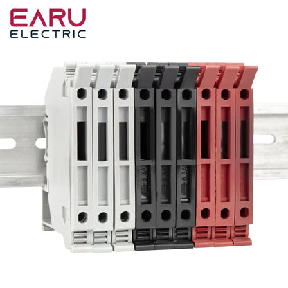 10Pcs/Lot Din Rail Terminal Blocks UK-5-HESI Black Connector Screw Fuse Terminal Block Connector Screw Fuse Holder Conductor