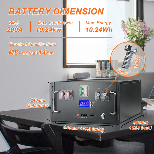 Battery 48V LiFePO4 Pack 50/100/120/200Ah, 51.2V Lithium Battery with 6000+ Cycles for Home, RV, Solar, Off-Grid