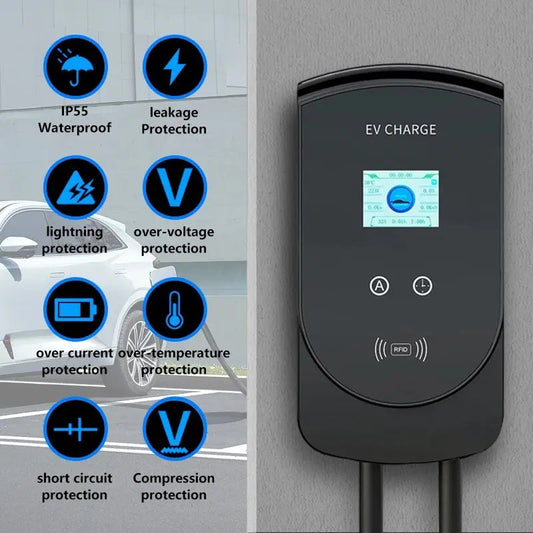 EV Charger 32A 7.6KW Electric Vehicle Car Charger EVSE Wallbox 3Phase 22KW 11KW Type2 Cable IEC62196-2 Socket APP Control - 54 Energy - Renewable Energy Store