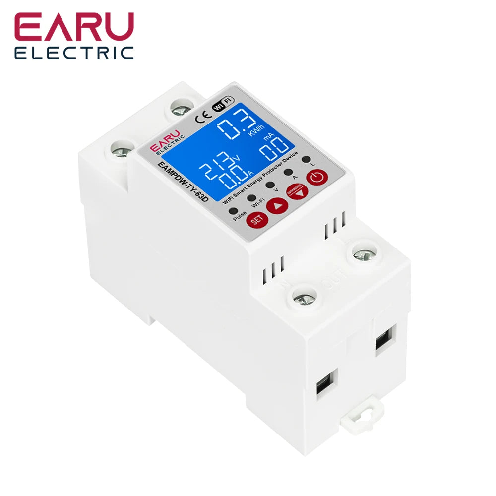 Tuya WiFi Smart Bidirectional Energy Meter Power kWh Meter Earth Leakage Over Under Voltage Protector Timer Relay Switch Breaker