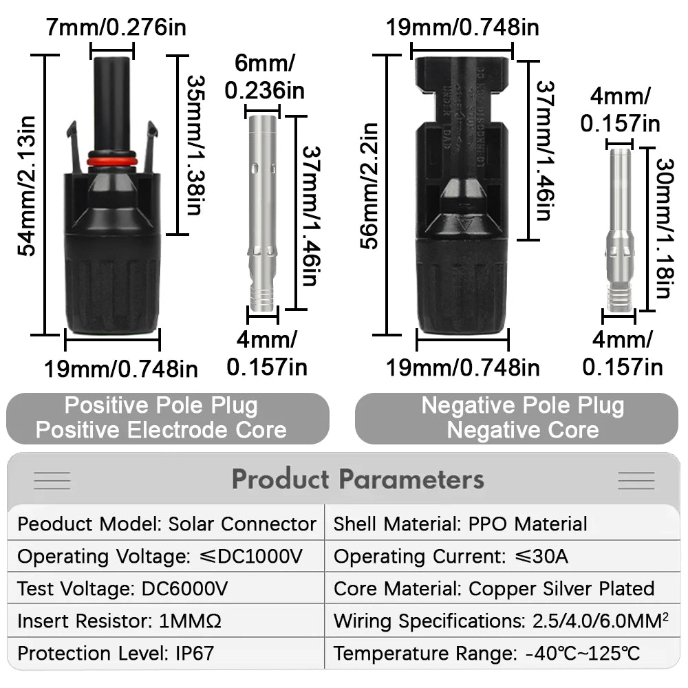 5/10/20/30/50 Pairs DC Solar Connector 1000V 30A Panel Stecker IP67 Waterproof Connector Kit for Sola PV Cable with 2Pcs Spanner