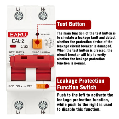 2P 4P AC 230V 400V Type A RCBO RCCB MCB Electronic Residual Current Circuit Breaker Over Short Current 30mA Leakage Protection