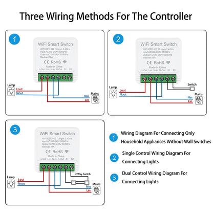 eWeLink 16A 2 Way Mini WiFi Smart Switch Breaker Module Voice Wireless Control for Smart Home eWeLink App Alexa Google Home