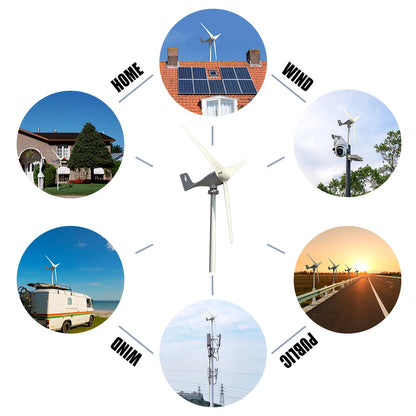 3000W 5 Blades Free Energy Windmill 12V 24V 48V Wind Power Small Wind Turbine Generator MPPT Controller For Home use