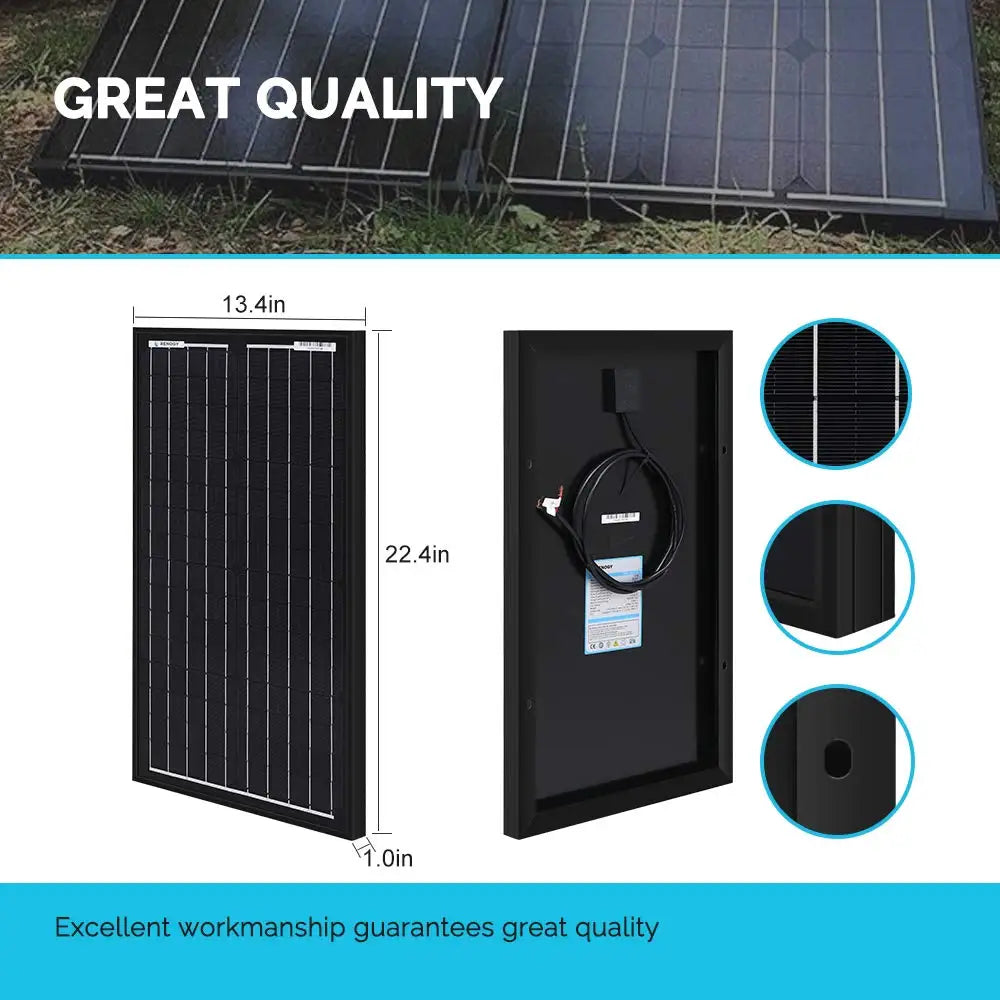 30W Watt Monocrystalline Solar Panel 12V Volt Off Grid Power RV Home Boat