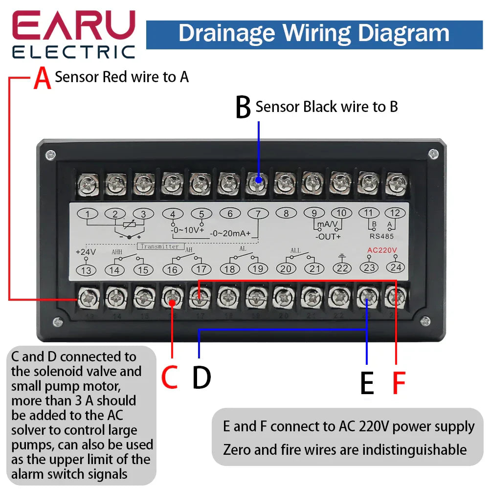4-20mA Waterproof Integral Level Transmitter Controller Input Liquid Oil Water Level Sensor Controller Float Switch Mount Box