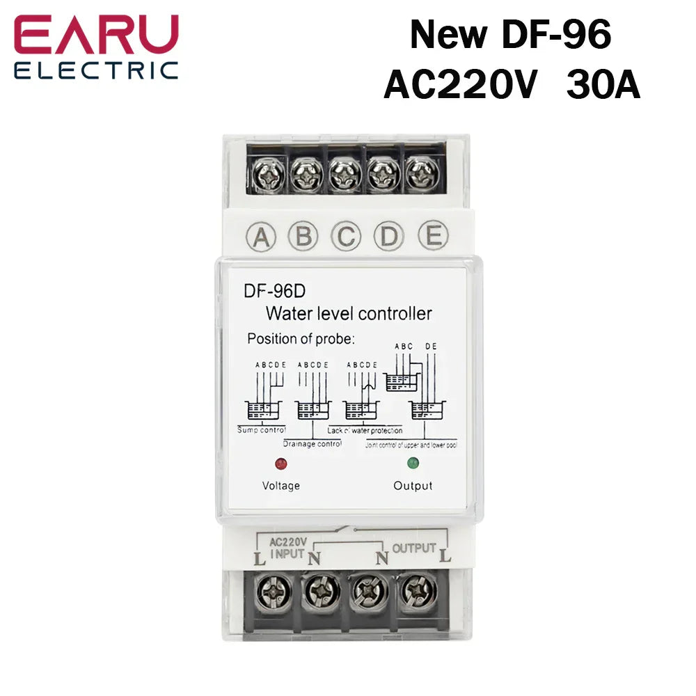 DF-96D DF-96DK Water Level Controller Switch AC 220V 25A Water Tank Liquid Level Detection Sensor Water Pump Controller 2M Wires