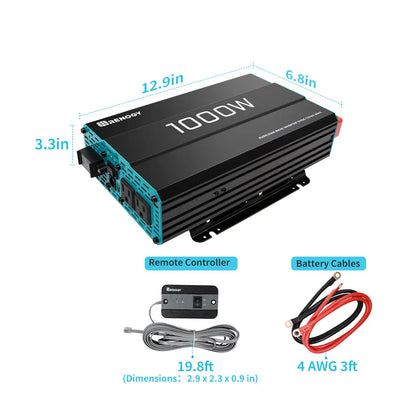 1000W Pure Sine Wave Inverter 12V DC to 120V AC Converter