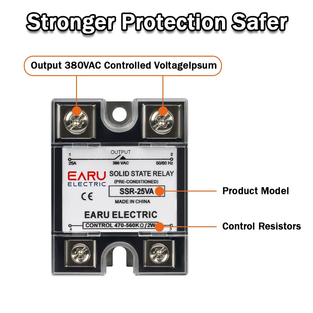 SSR-10VA 25VA 40VA Solid State Relay Voltage Regulator SSR 10-150A  AC 380V Output Potentiometer for PID Temperature Controller