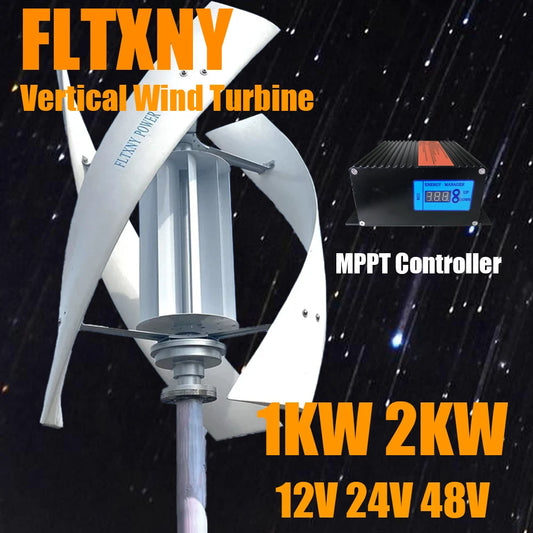 FLTXNY Low RPM Vertical Axis Maglev Wind Turbine Generator 1000W 2000W 24V 48V 3 Blades Free Energy For Homeuse Windmills