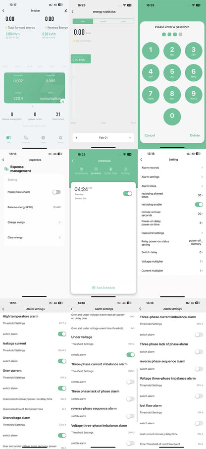 Three Phase Tuya WiFi Smart Bi-Directional Energy Meter with 3 CT Clamps Leakage Over Under Voltage Protector Relay Switch Limit