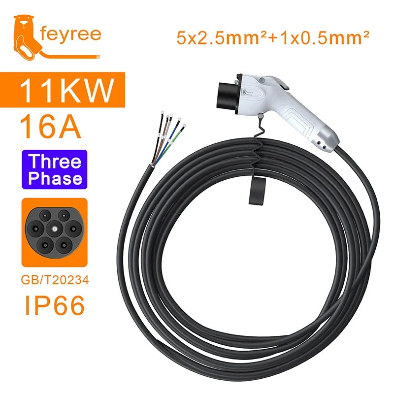 feyree GB/T Charger Plug EV Charger Cable 5m 32A 7KW 16A 3.5KW 1Phase 11KW 22KW 3 Phase for Car Charger Station Electric Vehicle by 54 Energy - Renewable Energy Store