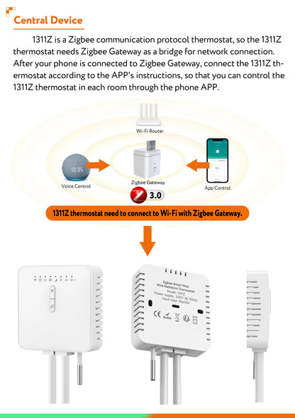 Tuya ZigBee Smart Thermostat For Pilot Wire Heating Radiator Support Ecowatt Electricity Monitoring Remote Control Alexa Google