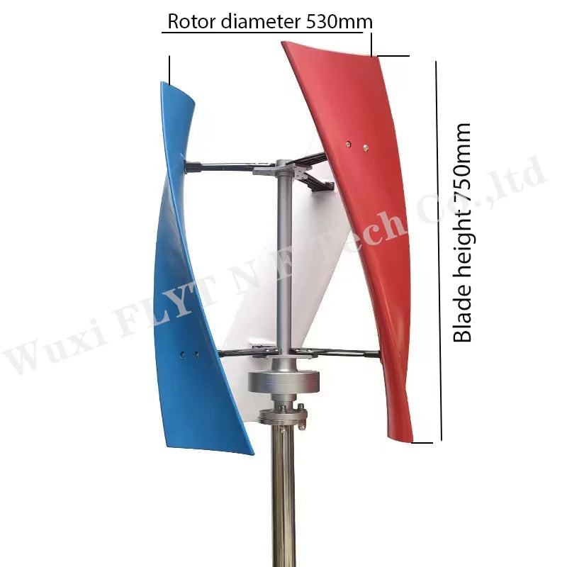 Wind Power Turbine Generator 2000W 12/24/48V 3 Blades Windmill Vertical Axis For Home Streetlight use with MPPT Controller - 54 Energy - Renewable Energy Store