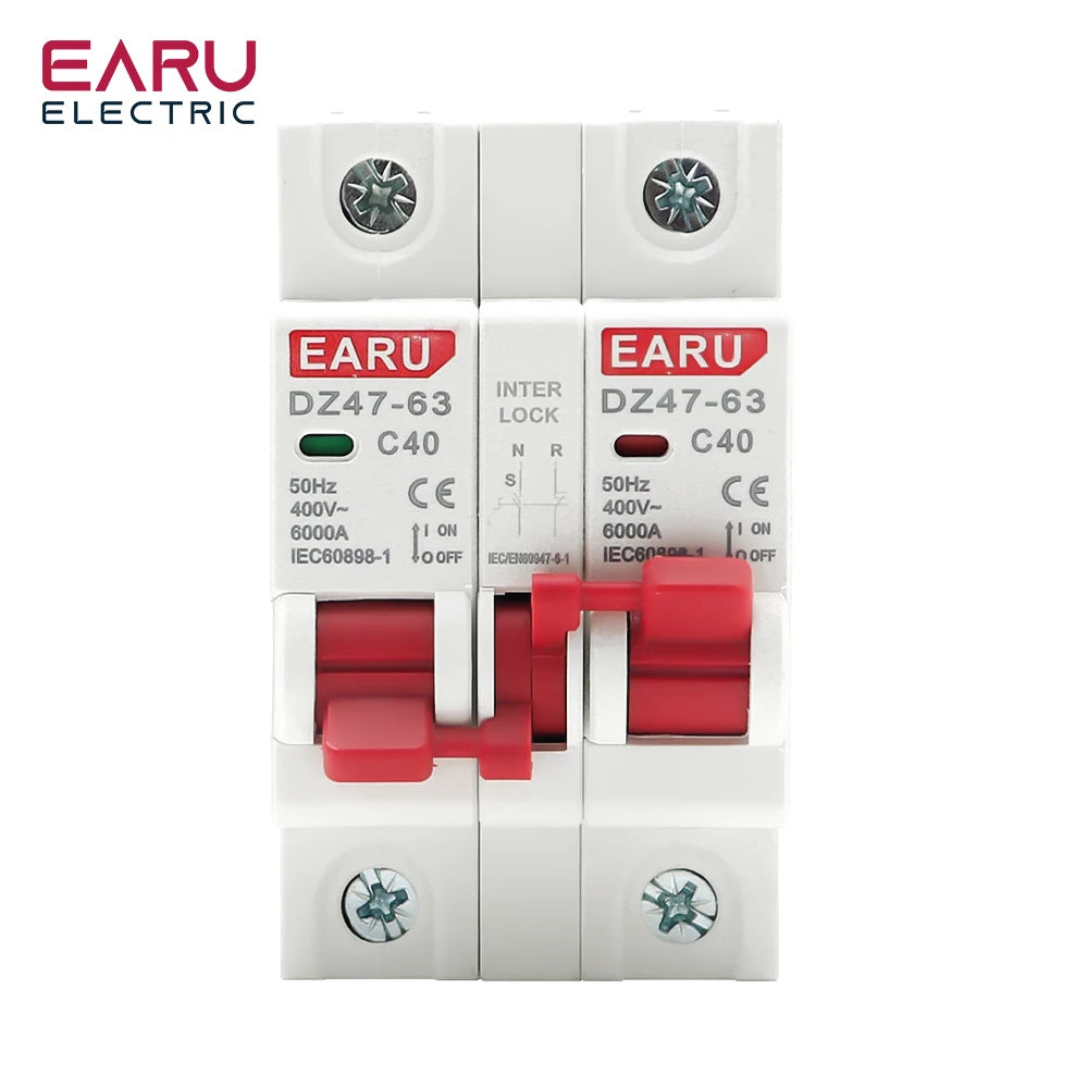 1P+1P 2P+2P 3P+3P 4P+4P MTS AC Dual Power Manual Transfer Interlock Circuit Breaker Din Rail Isolating Discounnecting Switch MCB