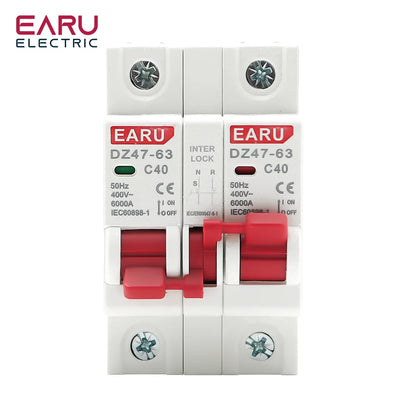 1P+1P 2P+2P 3P+3P 4P+4P MTS AC Dual Power Manual Transfer Interlock Circuit Breaker Din Rail Isolating Discounnecting Switch MCB