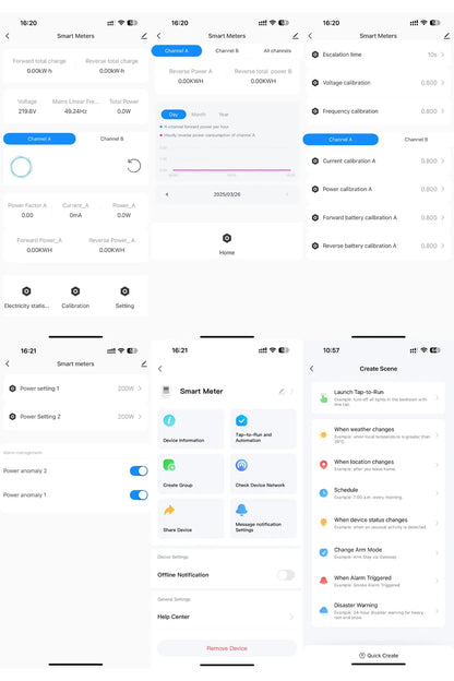 Tuya Smart WiFi Energy Meter with 1/2 CT Clamps for Solar PV System Power Production Consumption Bidirectional Monitoring Meter