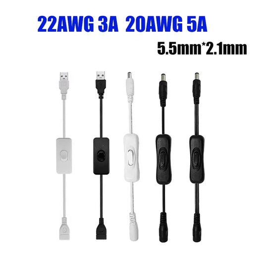 Light Switch ON/OFF DC Power Extension Cable 5V 12V 3A Connector by 54 Energy - Renewable Energy Store