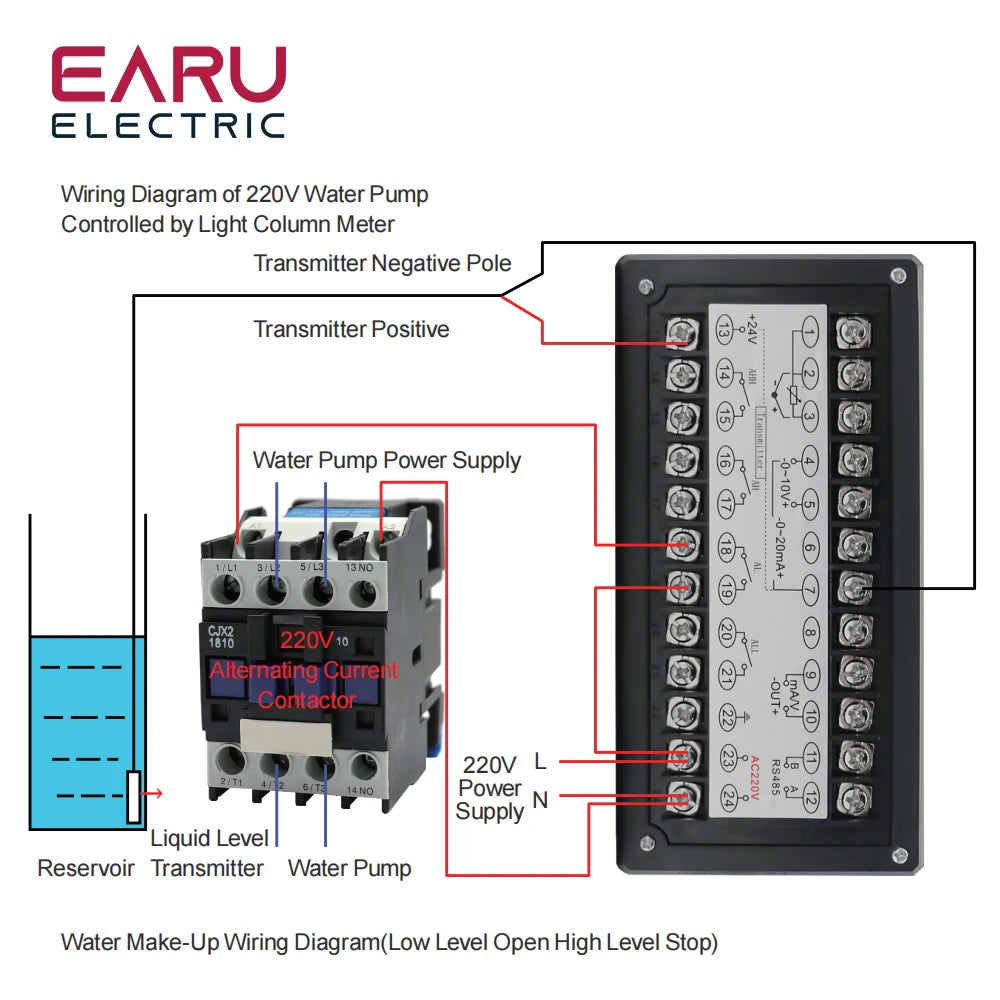 T80 AC220V Intelligent Pressure Contorller Light Column Display 4-20mA Water Oil Sewage Viscosity Meter Liquid Level Transmitter