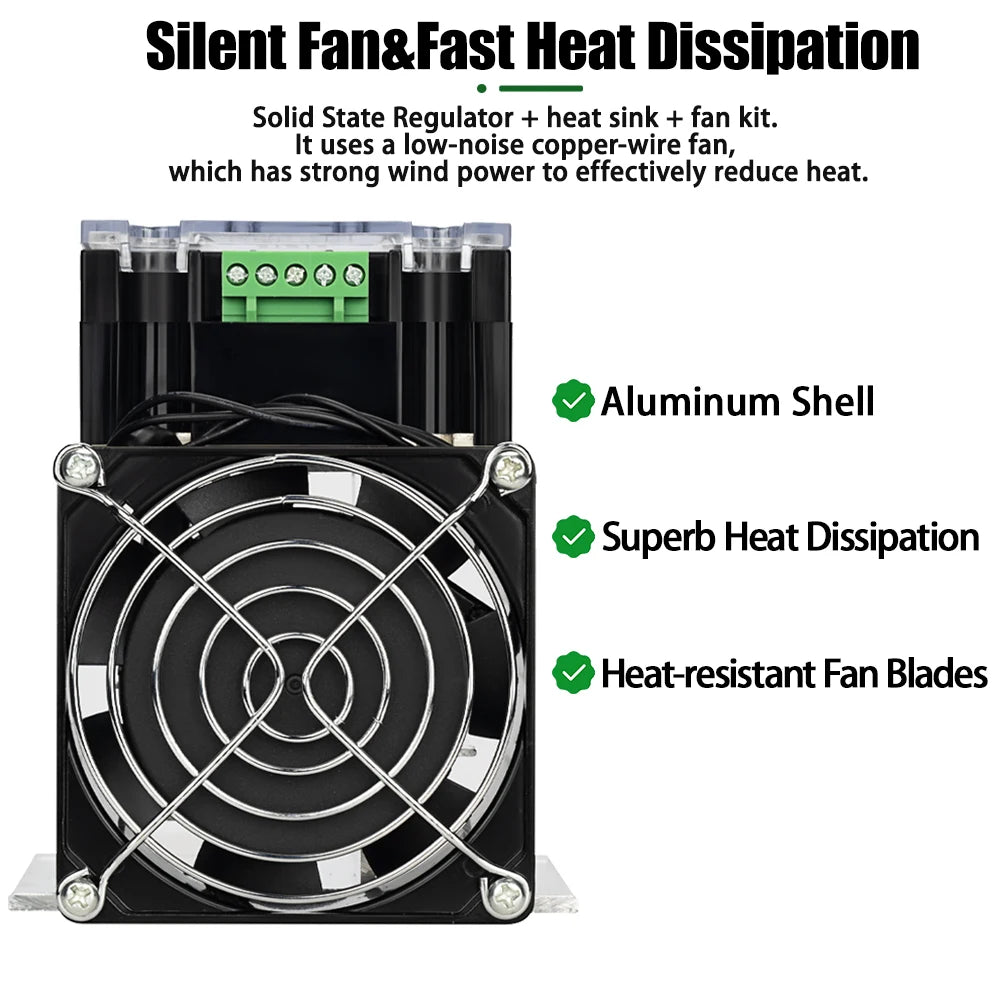 AC 220V Single Phase Full Isolation Voltage Regulator Module 25A-200A With Heat Sink Fan Kit - SMT DCB High Precision Industrial