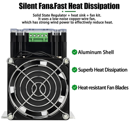AC 220V Single Phase Full Isolation Voltage Regulator Module 25A-200A With Heat Sink Fan Kit - SMT DCB High Precision Industrial