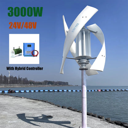 3000W Vertical Axis Wind Turbine 48v Alternative Energy Generator 220v AC Output Household Complete Kit with Controller - 54 Energy - Renewable Energy Store