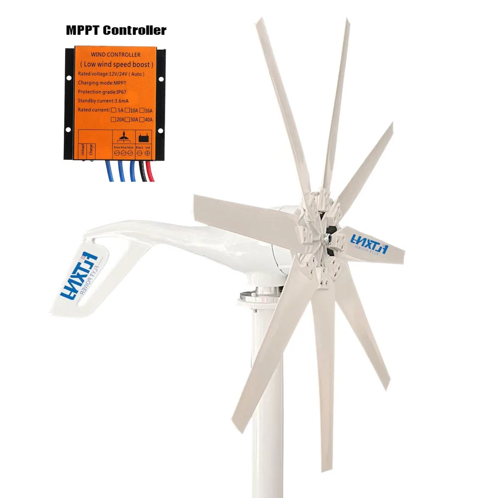 Wind Turbine Generator Free MPPT Controller For Homeuse Latest Design 5000W Windmill 12v 24v New Energy 6 Blades Horizontal