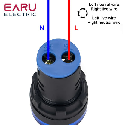 22MM Panel LED Power Electronic Indicator Pilot Signal Light Lamp AC DC 12V 24V 110V 220V 380V Red Green Yellow Blue White LED