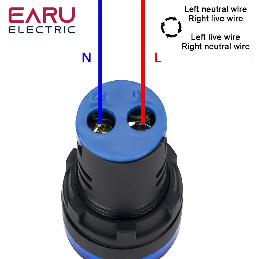 16MM 22MM LED Power Electronic Indicator Pilot Signal Light Lamp AC DC 12V 24V 110V 220V 380V Red Green Yellow Blue White Panel