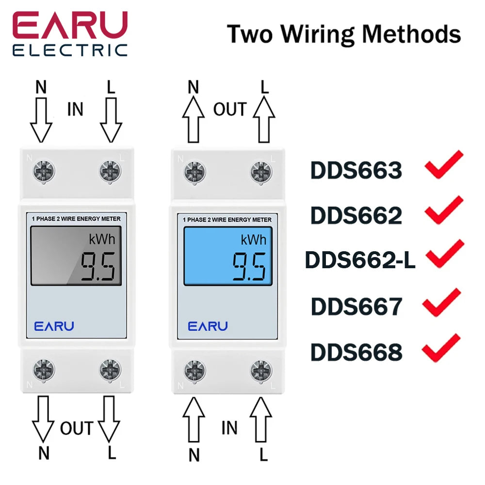 Single Phase LCD Digital Energy Meter Reset Zero kWh Voltage Current Power Consumption Counter Electric Wattmeter 220V Din Rail