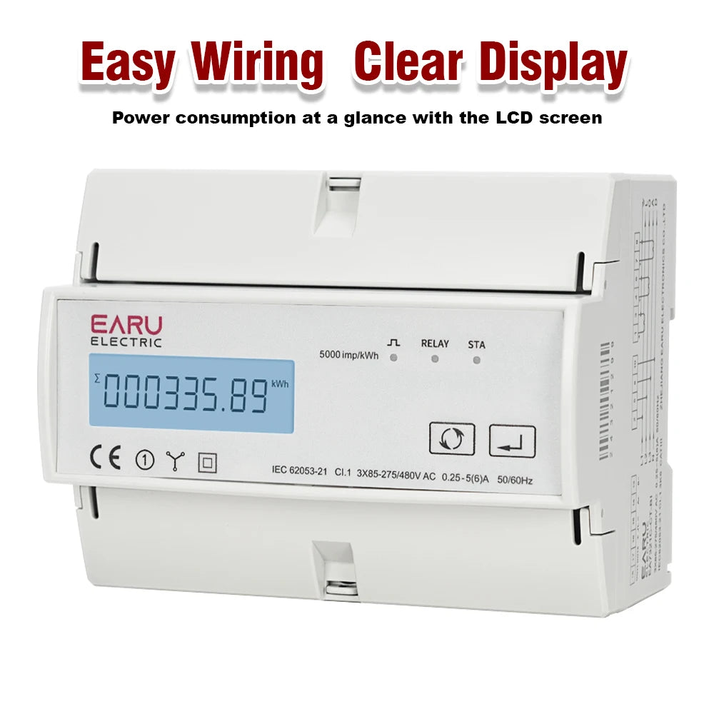 Tuya Smart Three-Phase Bidirectional Electricity Meter with WiFi & ZigBee for KWh Monitoring, featuring RS485 Interface AC 380V