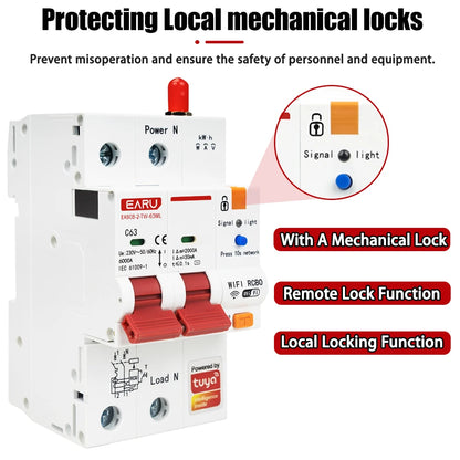 Tuya WiFi Smart RS485 Metering Leakage Circuit Breaker MCB RCBO AC230V Remote Control Circuit Breaker With Leakage Protection