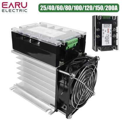 AC 220V Single Phase Full Isolation Voltage Regulator Module 25A-200A With Heat Sink Fan Kit - SMT DCB High Precision Industrial