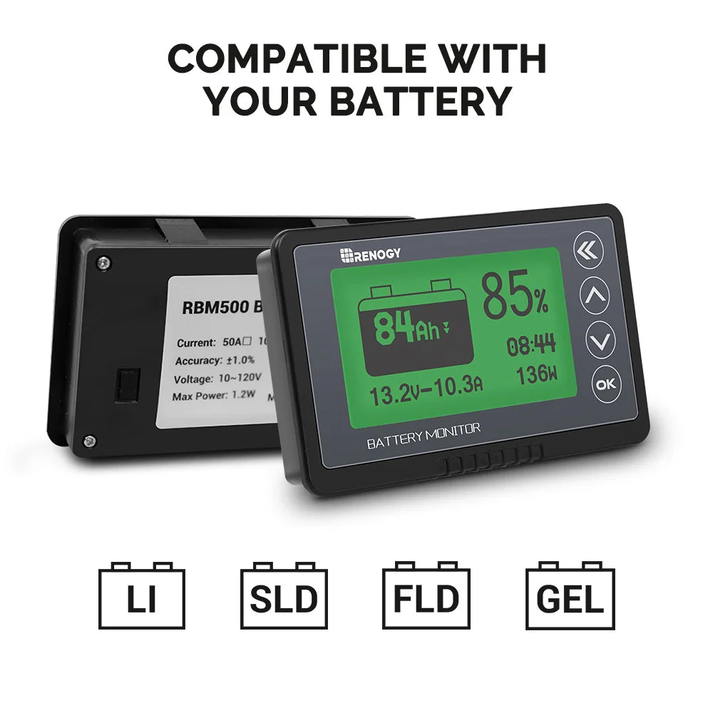 500A Battery Tester Battery Monitor with Shunt, High and Low Voltage