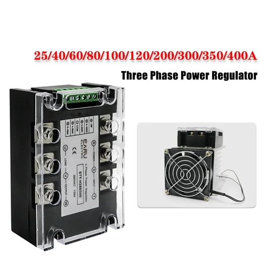 Three Phase AC Voltage Regulating Module Power Regulator Thyristor 380V Solid State Relay Dimming 25A-400A Potentiometer Control