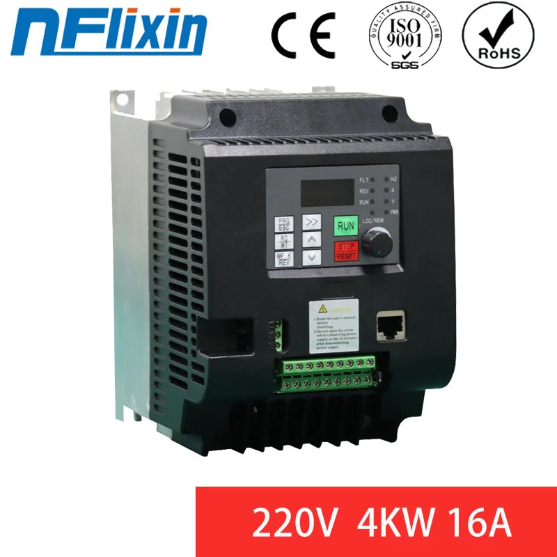 For European Applications: 220v AC Motor Drive, Converts 1-phase Input to 3-phase Output, Powers 1.5kw to 4kw, VFD Technology, 5 by 54 Energy - Renewable Energy Store