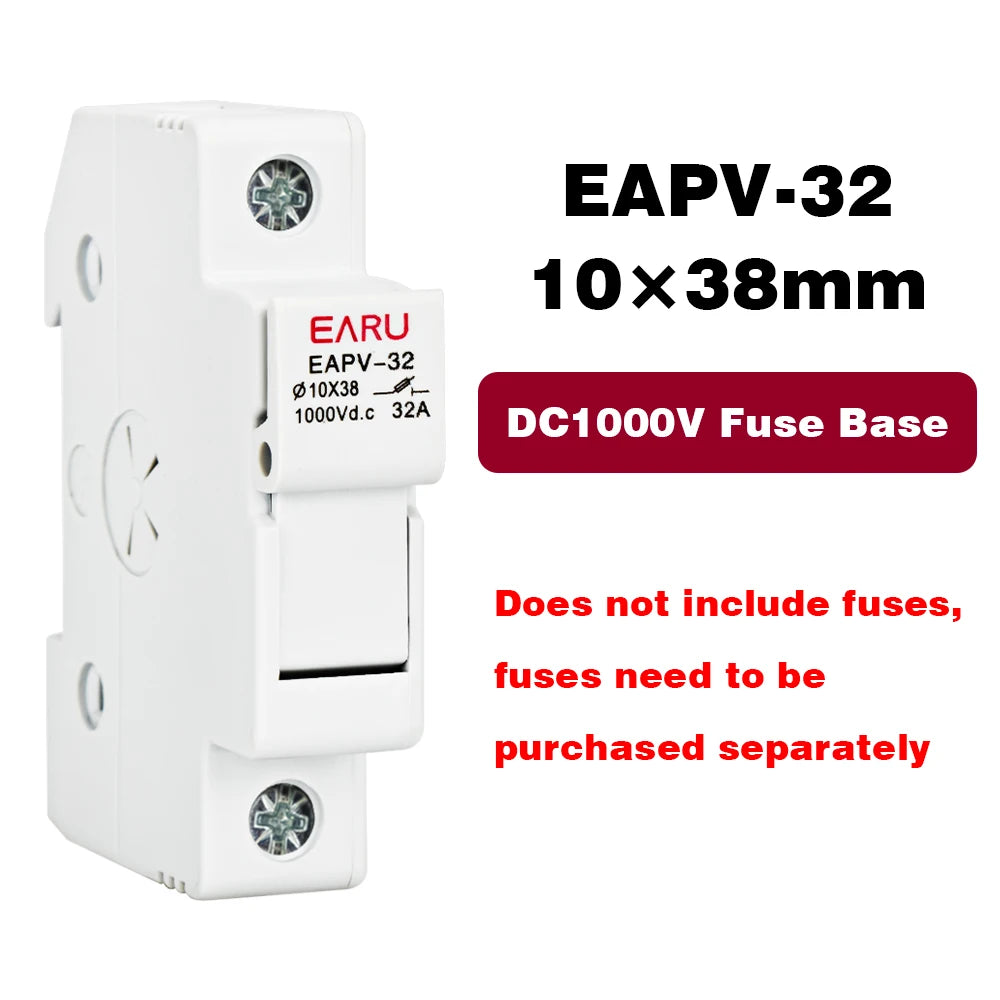 Din Rail Solar Fuses DC 1000V 1500V PV Photovoltaic 20A 25A 30A Fuse Holder Base for Solar System Short Circuit Protection gPV