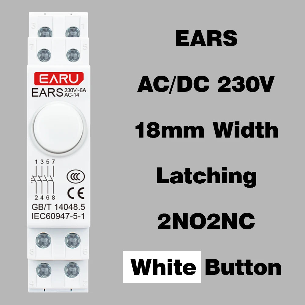 18MM Din Rail Mount LED Signal Lamp Button Switch Series AC/DC 220V Indicating Indication Pilot Lights Green Momentary Latching