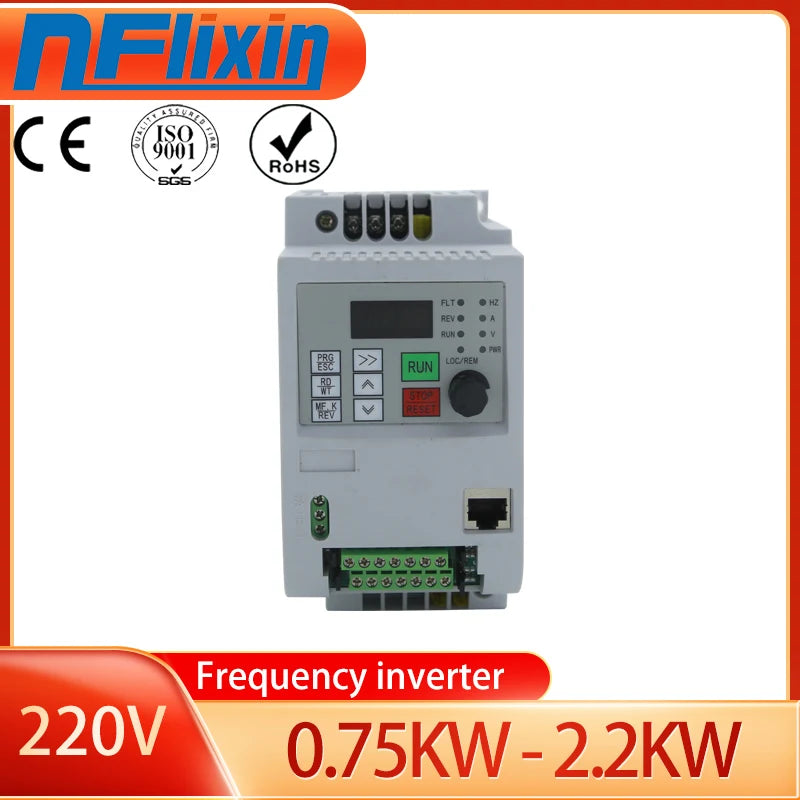 Frequency Converter 1ph 220V In/220V Out, Adjustable Speed Drive for 1.5KW/2.2KW Motors