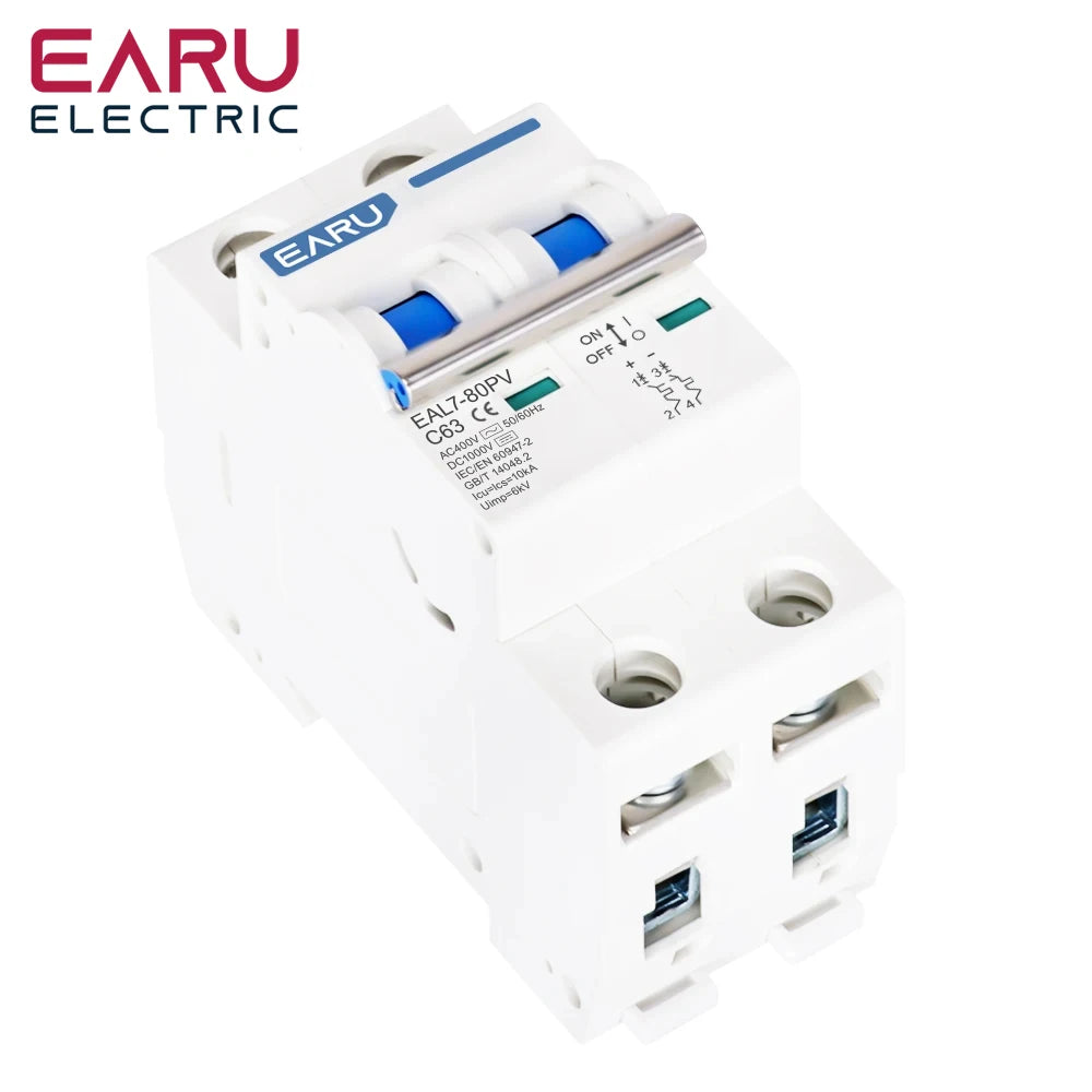 1P 2P 3P 4P DC 1000V AC 240V 400V MCB Solar PV Circuit Breaker Overload Protection Short Circuit Protection Switch Photovoltaic
