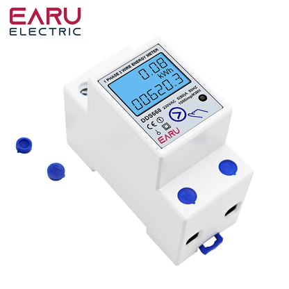 AC 230V 110V 50/60Hz Digital Single Phase Reset Zero Energy Meter kWh Voltage Current Power Consumption Meter Wattmeter Din Rail