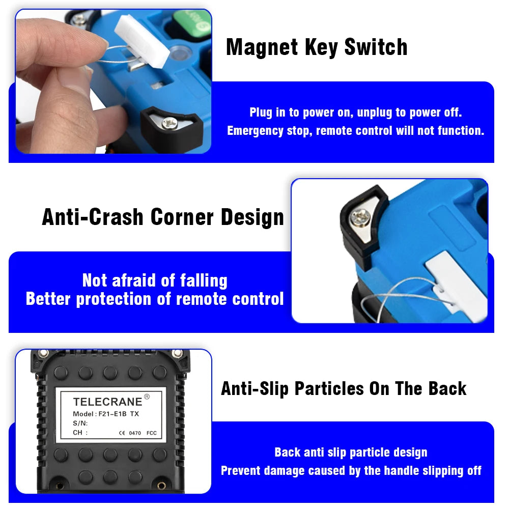 2 Transmitters + 1 Receiver F21-E2B-8 F21Industrial Remote Controller Switches 6 Channels Buttons Keys Direction for Hoist Crane