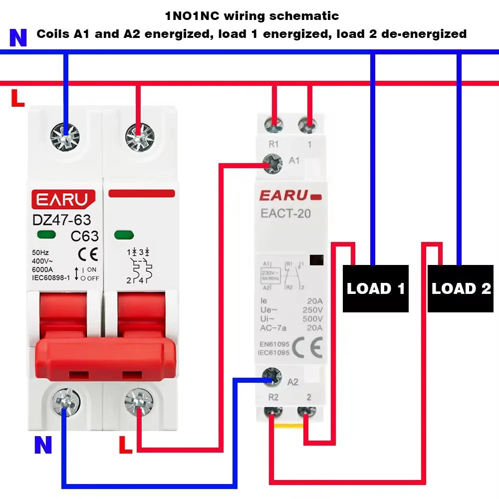 2P AC 110V 220V 50/60Hz 16A 20A 25A 32A 50A 40A 63A Din Rail Household Modular Contactor Switch Controller DIY Smart Home Hotel
