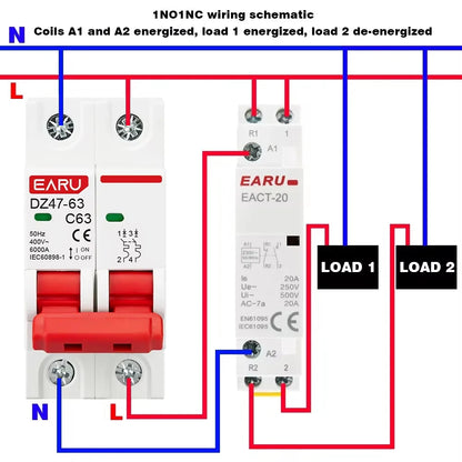 2P AC 110V 220V 50/60Hz 16A 20A 25A 32A 50A 40A 63A Din Rail Household Modular Contactor Switch Controller DIY Smart Home Hotel